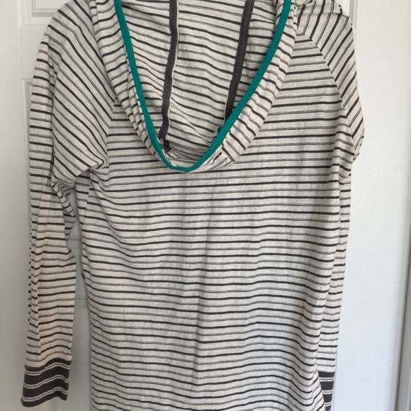 Toad&Co Striped Beachy Hoodie Turquiose and Grey - Picture 8 of 10
